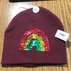 Old Navy Girl’s Sequined Cap Size S-M Burgundy